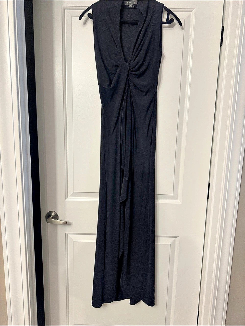 Gracia Draped Maxi Dress in Black Size Small Like New
